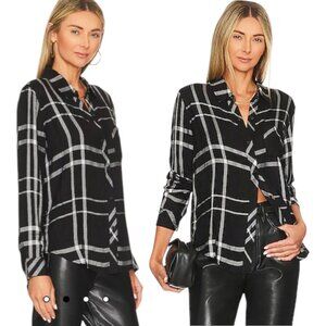 RAILS | Women’s Black/White Hunter Plaid Pocket Button Down Long Sleeve Top XS